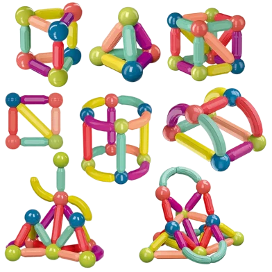 64 PCS Building Blocks Toy Magnetic Construction Set Magnet Ball Sticks Rod Games Montessori Educational Toys - Rokomari product